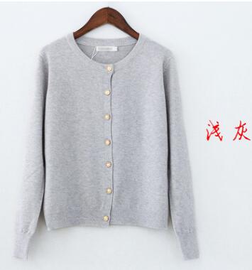Women Girl Fall Winter Cardigans Full Sleeve Knitted sweaters Round Neck Basic Knitwear Tops