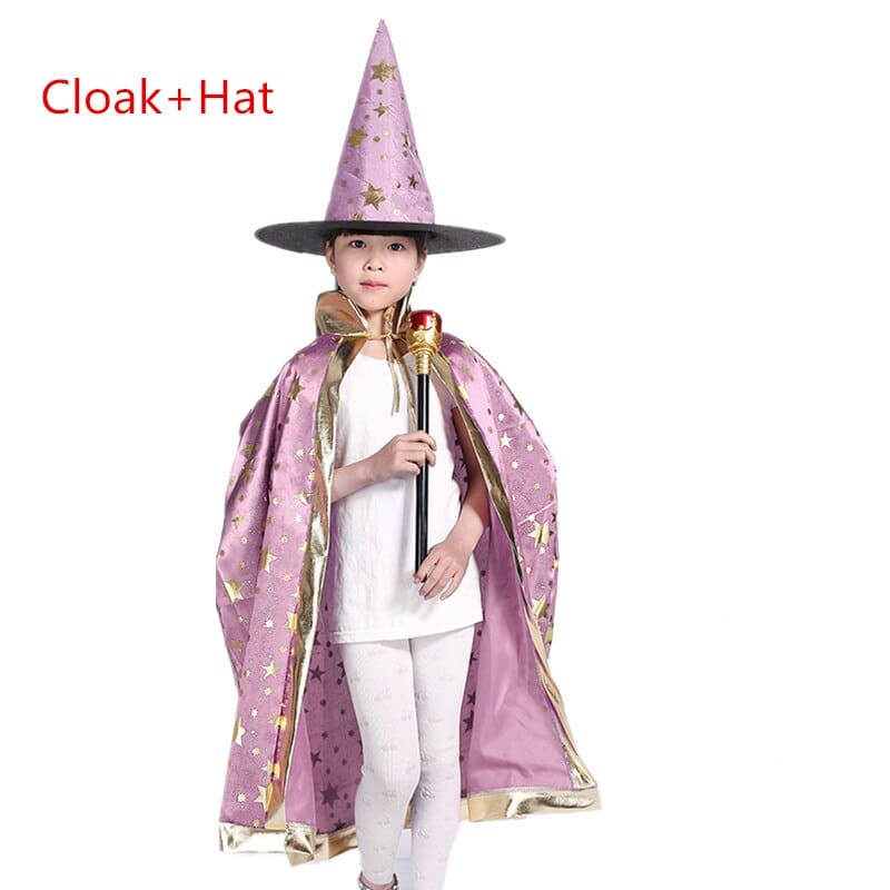 Dark Magician Costume Cloak Manteau Topcoat Cosplay Costumes Pentagram Capes Robes Hat Cap Beanies Cloak for Kids Holiday