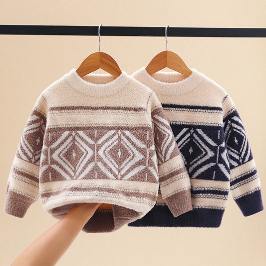 Autumn and Winter New Boys' Casual Sweaters Middle aged Boys' Sweaters Wearing Trendy Outwear Coat Children's Sweaters