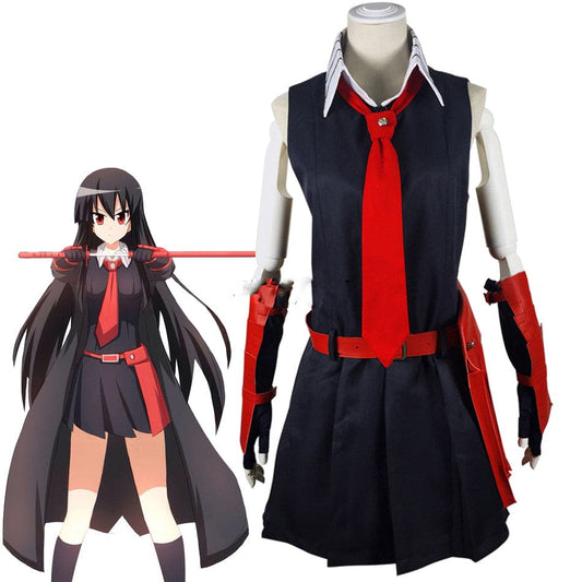Akame ga KILL Akame Black Sleeveless Dress Uniform Outfit Anime Cosplay Costumes