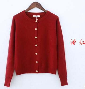Women Girl Fall Winter Cardigans Full Sleeve Knitted sweaters Round Neck Basic Knitwear Tops