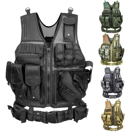 Wholesale Outdoor 6000D Nylon Multi-Pocket Gear Hunting Camouflage Breathable Training Equipment Tactical Grid Vest
