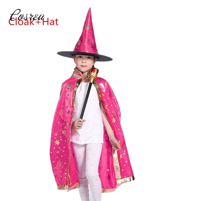 Dark Magician Costume Cloak Manteau Topcoat Cosplay Costumes Pentagram Capes Robes Hat Cap Beanies Cloak for Kids Holiday