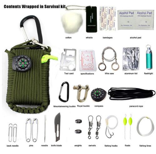 29 in 1 SOS Emergency Equipment bag field survival box self-help for Camping Hiking saw/fire