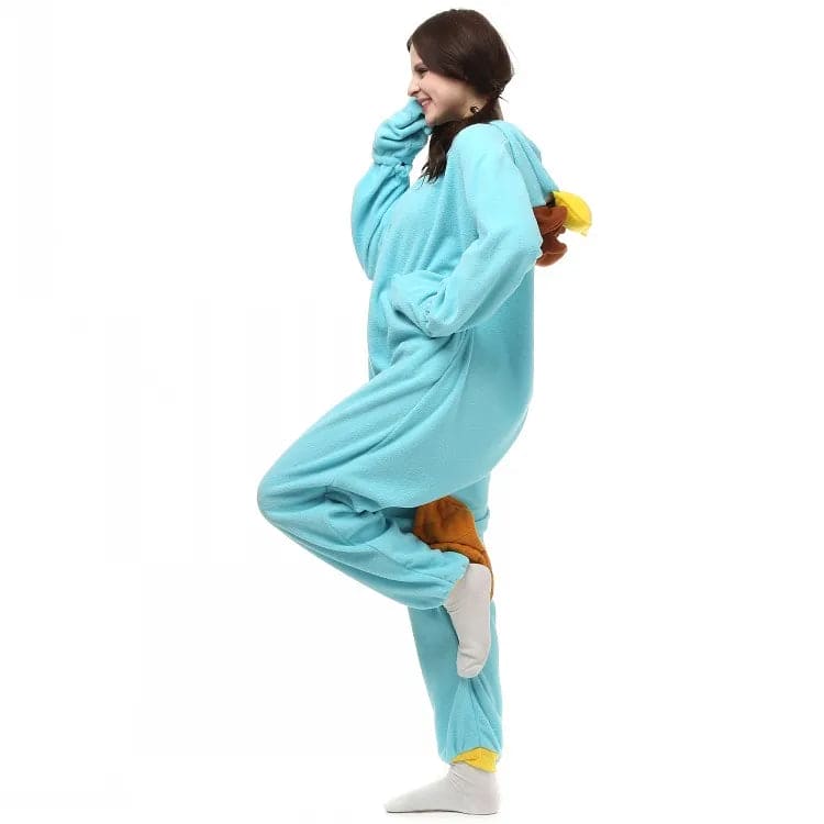 Unisex Perry the Platypus Costumes Onesies Monster Cosplay Pajamas Adult Pyjamas Animal Sleepwear Jumpsuit