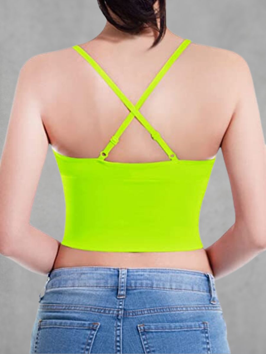 Women's Seamless Padded Workout Sports Bra Cami Cropped Yoga Tank Top With Adjustable Straps