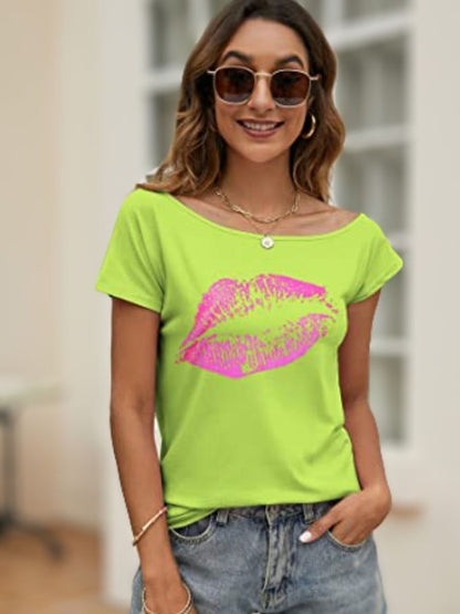 Women's Casual Off The Shoulder Tops Short Sleeve T Shirts Loose Summer Blouse Shirt
