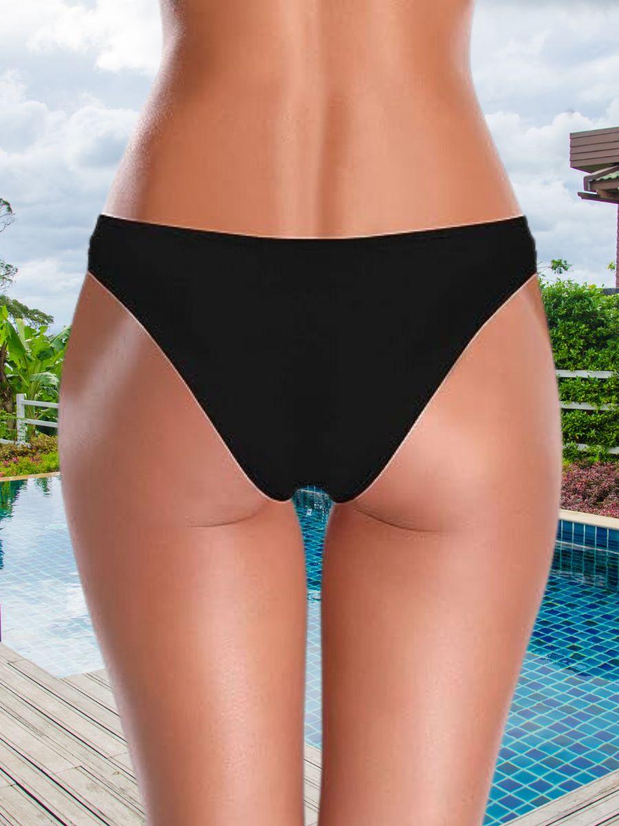 Women's Bikini Bottom Black Brazilian Swim Bottoms Low Waist Ruched Back Swimsuit Bottom