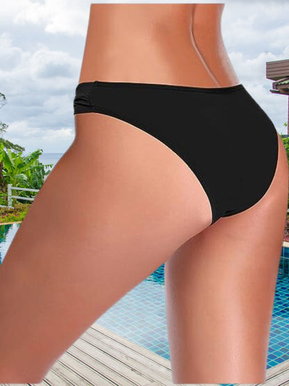 Women's Bikini Bottom Black Brazilian Swim Bottoms Low Waist Ruched Back Swimsuit Bottom