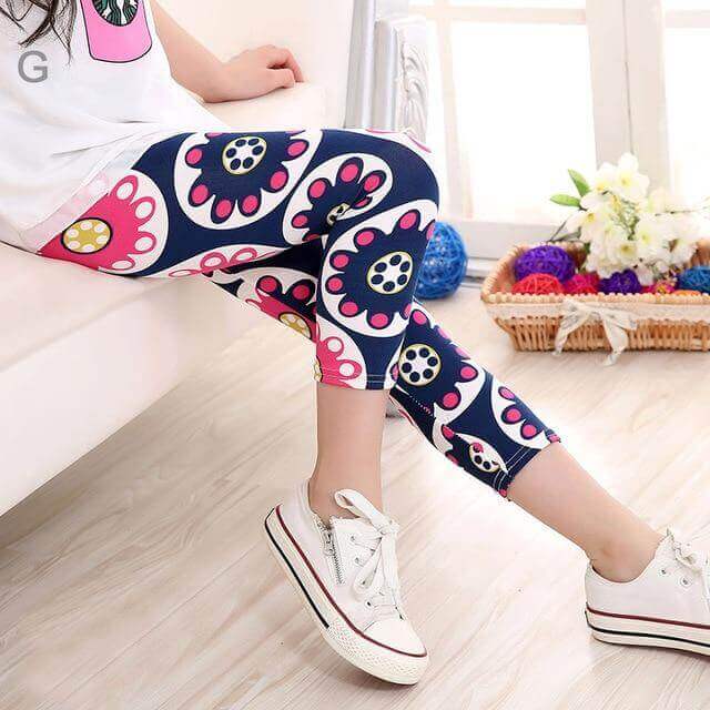 3/4 girls tights pants, floral print and stars in stunning patterns - beandbuy