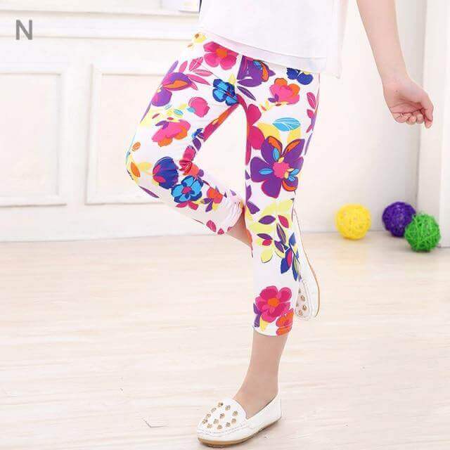3/4 girls tights pants, floral print and stars in stunning patterns - beandbuy