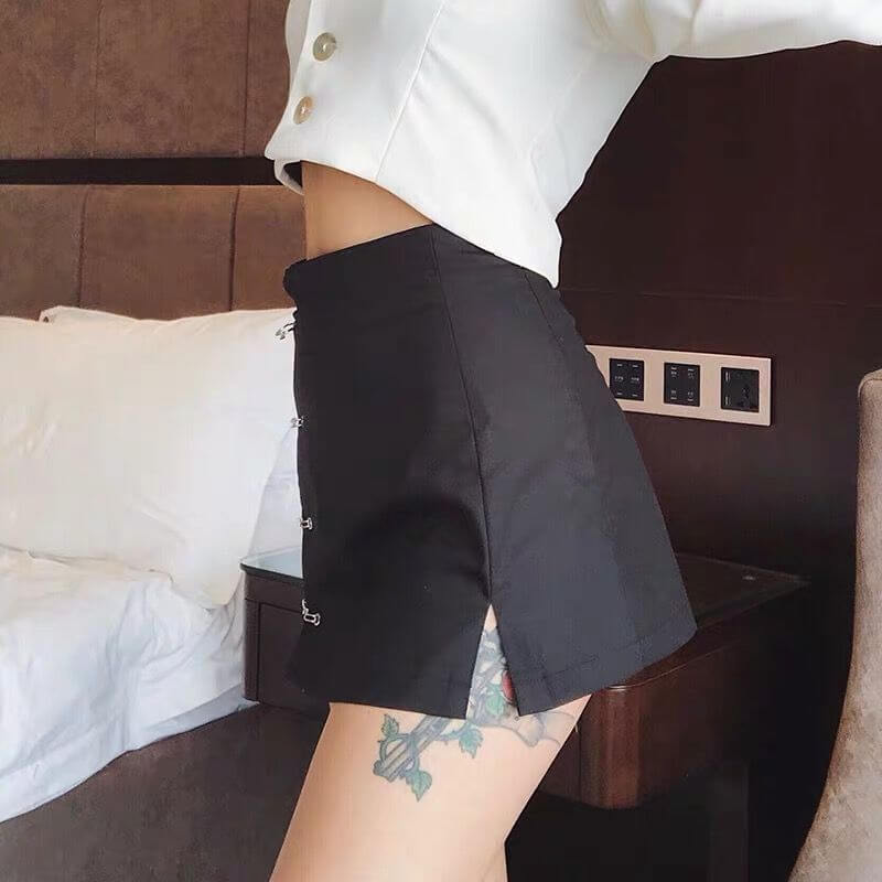 Sexy Street Women Skirt Mini Short Side Zipper High Waist Pin - beandbuy