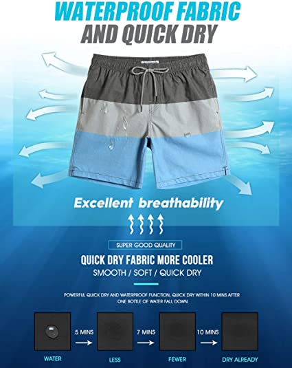 Mens Quick Dry Solid 4 Way Stretch Swim Trunks Mesh Lining Swimwear Bathing Suits