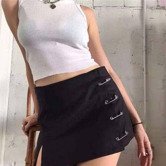 Sexy Street Women Skirt Mini Short Side Zipper High Waist Pin - beandbuy
