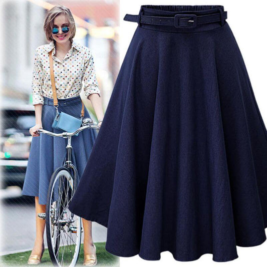 High elastic waist jeans skirt in casual style one size - beandbuy
