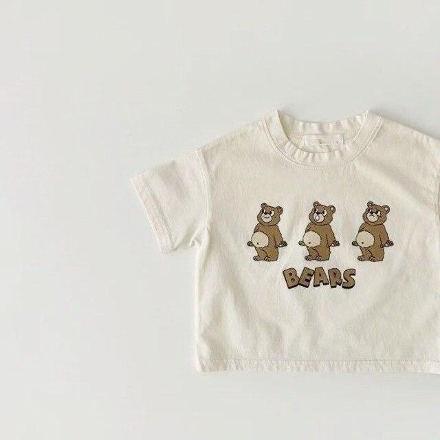 Cotton Cute Bear Short Sleeve Shirts - beandbuy