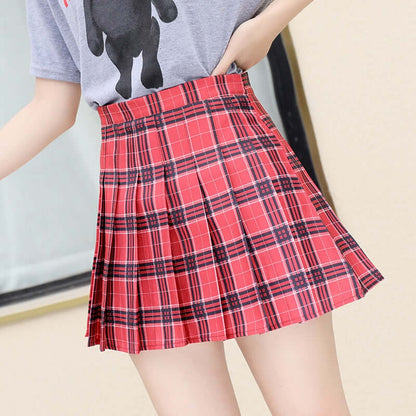 Mini student skirt with a high-waisted plaid - beandbuy