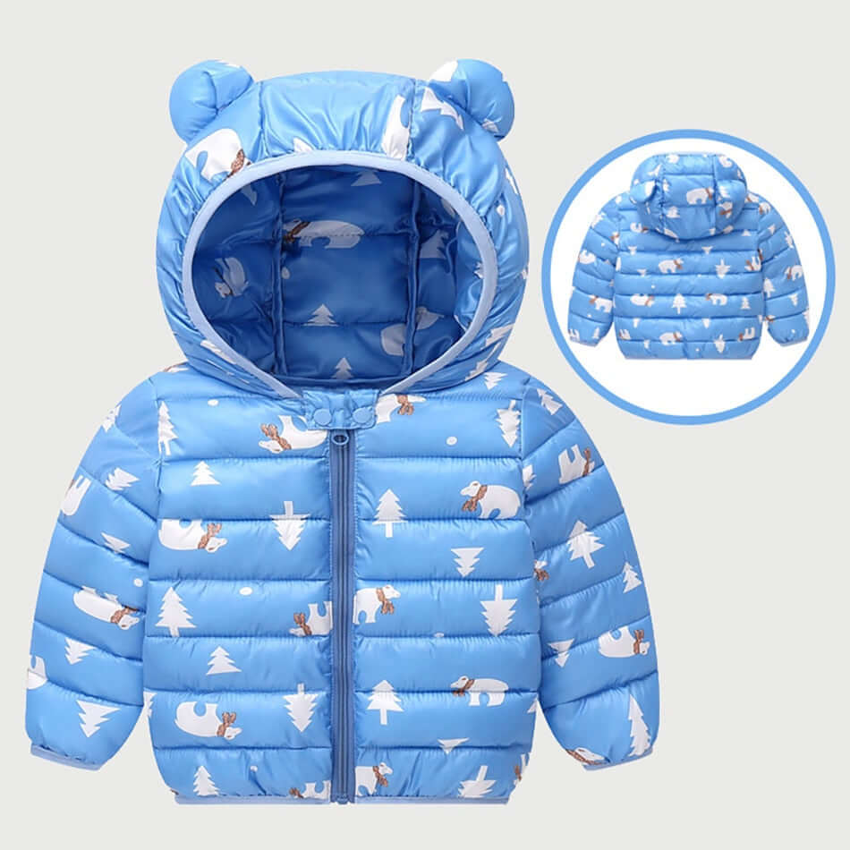 Down dotted coats with ear hoodie for babies boys and girls - beandbuy