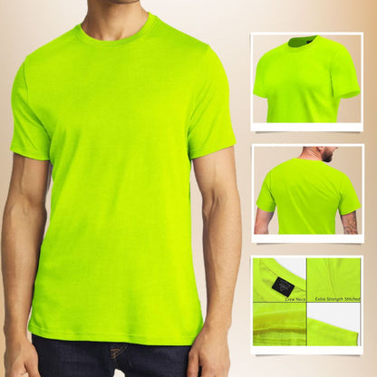 Men's Neon Color Athletic Shirt Casual Short Sleeve Workout Running High Visibility