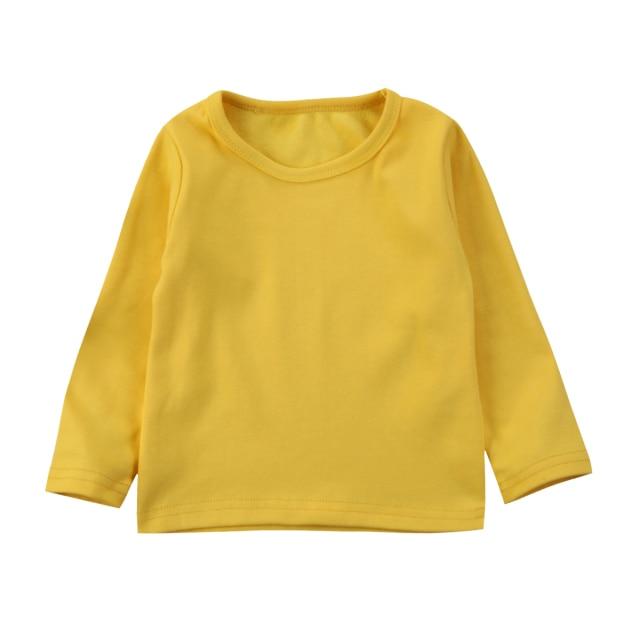 Newborn Fashion Solid Cotton T-Shirt Baby & Boys Girls  Long Sleeve Autumn Winter Underwear - beandbuy