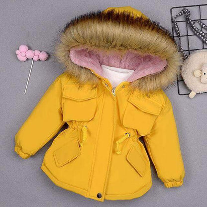 Autumn warm winter coat down a fur collar for girls - beandbuy
