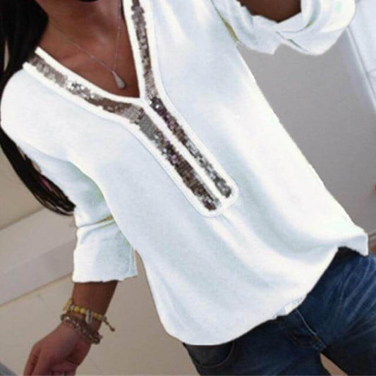 Fashionable summer shirt with sequins - beandbuy
