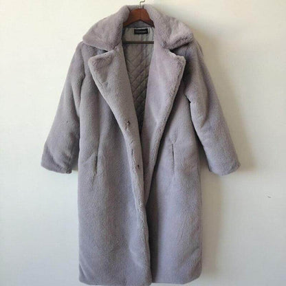 High quality women fur jacket long thick warm artificial rabbit - beandbuy