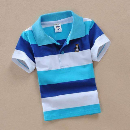 Kids & Baby Stripes Turn-down Collar, Boys & Girls Tshirts - beandbuy