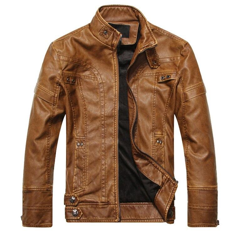 Men motorcycle brand leather jacket - beandbuy