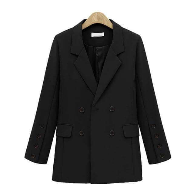 New Women Elegant Double Pocket Blazer Suit Jacket - beandbuy