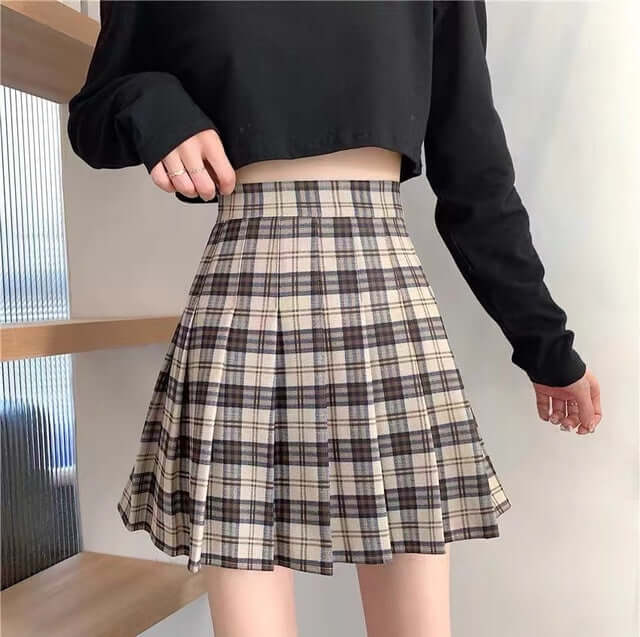 Korean-style short pleated student skirt for women - beandbuy