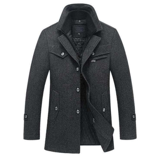 Winter Wool Coat Slim Fit Jackets Men Casual Outerwear - beandbuy