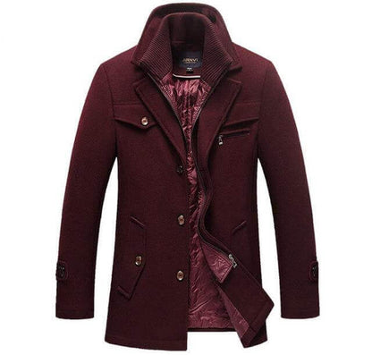Winter Wool Coat Slim Fit Jackets Men Casual Outerwear - beandbuy